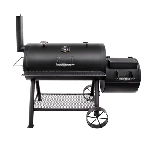 Oklahoma Joe's Longhorn Reverse Flow Offset Charcoal Smoker and Grill, Offset Smoker Grill with 1060 sq in Cooking Area in Black