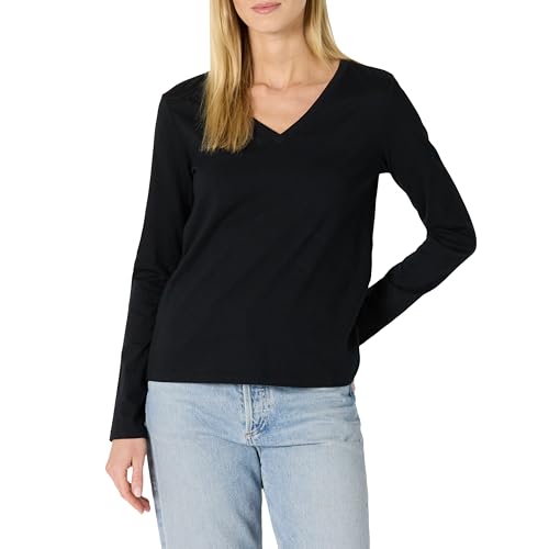 Amazon Essentials Womens 100% Cotton Regular-Fit Long-Sleeve V-Neck T-Shirt