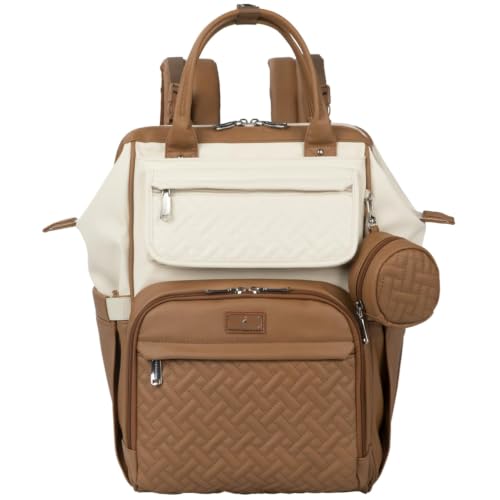 BabbleRoo Leather Diaper Bag Backpack, Multifunction Large Bags w...