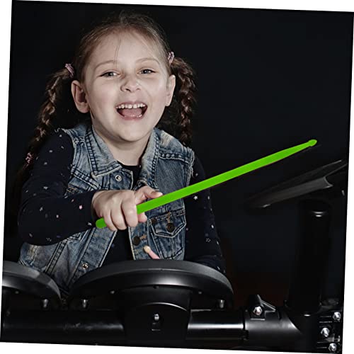 2 piezas de baquetas luminosas para batería, verdes fluorescentes con LED, para músicos, bandas de marcha y kits acústicos, diseño duradero y portátil miniatura 6