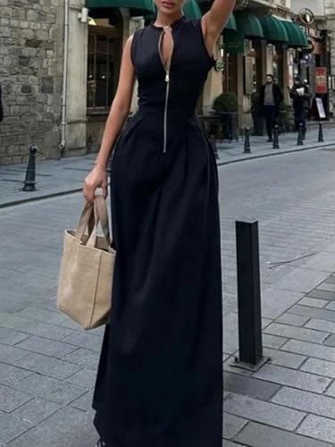 Image of Molisry Women's Business Casual Work Dresses Flowy Sleeveless A-Line Tank Long Maxi Dress Summer 2025