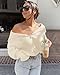 BTFBM Womens Sweaters Quarter Zip Pullover V Neck Collar Long Sleeve Ribbed Knit Loose Casual 2025 Winter Fall Sweater(White, Small)