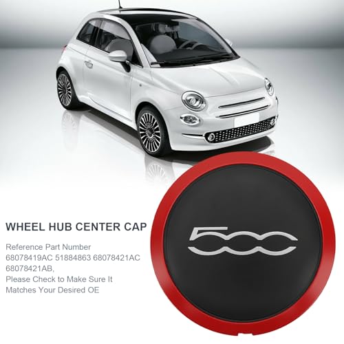 4 Stück FIAT 500 Radkappen - Radnabenabdeckung Aus Hochwertigem Abs, 68078419ac Radnabenkappen Facelift Upgrade Zubehör Ersatz Radkappen 500, Felgenabdeckung Für FIAT 500 zubehör 2012-2022 (C)