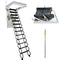 TECHTONGDA Attic Loft Ladder Stairs, 10.5 Ft Attic Stairs Pull Down Attic Ceiling Ladder, 13 Steps Folding Stairs Loft Ladder, Al-Mg Alloy, 31.5'' x 39.4'' Opening Size, 660lbs Capacity, Black