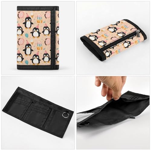 Birthday Penguin Cute Print Wallet for Men, 8 Credit Card Holder Slim Minimalist Front Pocket Small Mens Bifold Wallets4