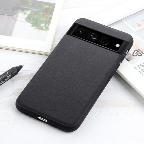 Coque Pixel 7 Pro en cuir véritable noir et bumper TPU élégant