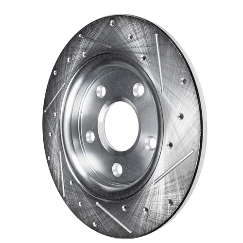 Image of Detroit Axle - REAR Brake Kit for Mercedes-Benz C230 C240 C280 C320 C350 | CLK320 CLK350 CLK430 SLK350 E300 E320 E420 E430 Drilled & Slotted Disc Brake Rotors Replacement Ceramic Brake Pads