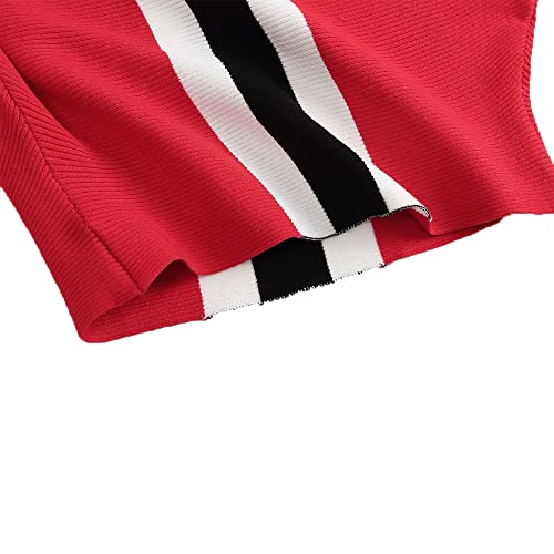 Image of EDSTAR Boat Neck Batwing Sleeves Dolman Knitted Sweaters Autumn /Winter Pullovers Tops for Women Stripe Red
