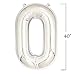 40 Inch Silver Jumbo Digital 0 Number Balloons Huge Giant Balloons Foil Mylar Number Balloons for Birthday Party Events, Wedding, Bridal Shower Engagement Photo Shoot, Anniversary (Silver 0)
