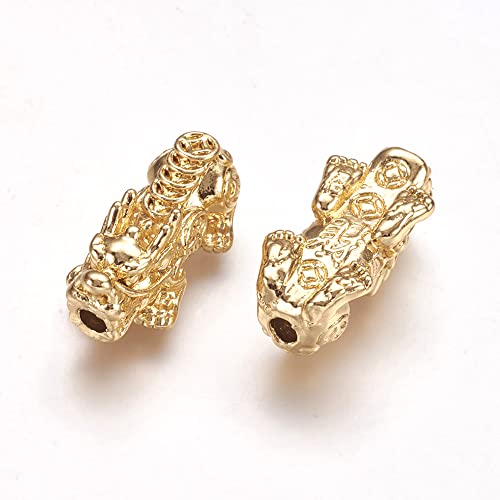 Craftdady 50Pcs Pixiu Alloy Beads Feng Shui Real 24K Gold Plated Beads 24X12Mm Metal Loose Spacer Beads Prosperity Lucky Charm Beads For Men Women Bracelet Necklace Craft Jewelry Making #TOP1