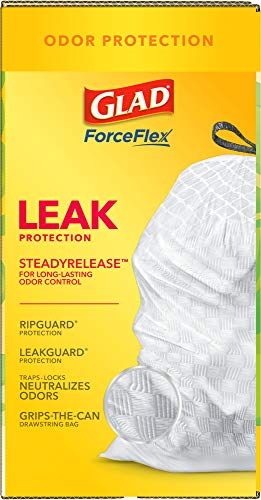 Glad ForceFlex Tall Kitchen Drawstring Trash Bags 13 Gallon White Trash Bag, Gain Original Scent with Febreze Freshness 110 Count (Package May Vary)