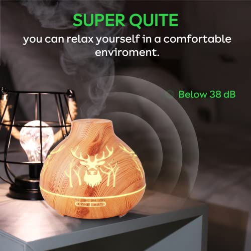 550Ml Aromatherapy Diffuser-Qzziz Essential Oil Diffusers With 10 Options Essential Oils Set,Aroma Cool Mist Humidifier For Worry-Free Sleep,Odor,Office,Home,Desktop,Portable (Brown Deer) #TOP3