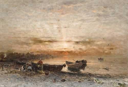 Art coucher du soleil Ludvig Munthe pour la décoration murale du salon