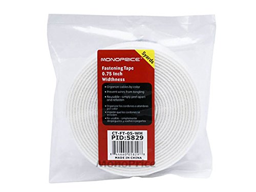 Image of Monoprice 3-Pack Hook & Loop Fastening Tape 5 Yard /roll, 0.75-inch - White