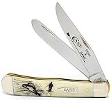 Case WR XX Pocket Knife Fish & Game Natural Smooth Bone Trapper - Fly Fisherman Item #20848 - (6254 SS) - Length Closed: 4 1/8 Inches