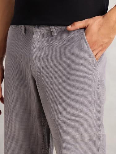 Image of Thomas Scott Men's Regular Fit Mid-Rise Corduroy Trouser | Textured Fabric | 4-Pocket Casual Pants for Men