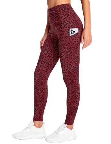 Image of THE GYM PEOPLE Thick High Waist Yoga Pants with Pockets, Tummy Control Workout Running Yoga Leggings for Women