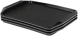 Ikando 6 Packs Plastic Fast Food Serving Trays, Cafeteria Serving Platters Tray, Rectangle 43 cm x 30 cm