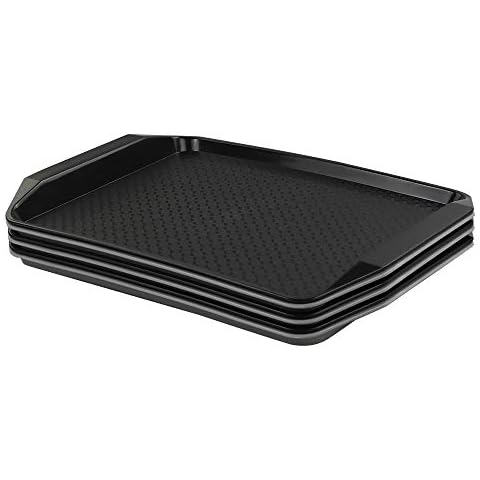 Ikando 6 Packs Plastic Fast Food Serving Trays, Cafeteria Serving Platters Tray, Rectangle 43 cm x 30 cm Cover