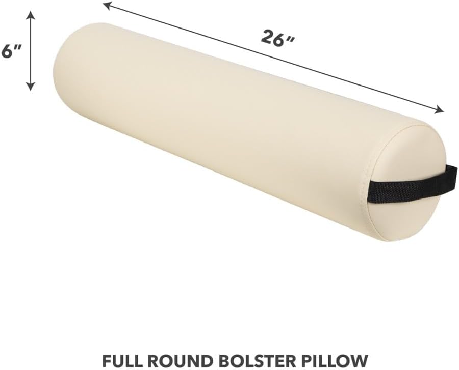 ForPro Professional Collection Full Round Bolster Pillow, Crème, Oil and Stain-Resistant, for Massage and Yoga, 6" R x 26" L (Pack of 2)