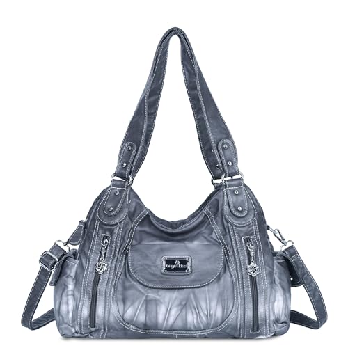 Image of Angel Kiss Purses for Women, Large Shoulder Bag Hobo Tote Purse Mutipocket Faux Leather Satchel Hobo Purse