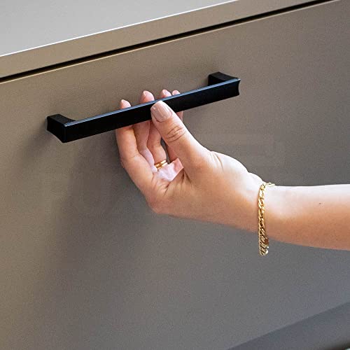 Kit Com 6 Puxadores Para Porta Armário Gaveta Space 160 mm (Preto Fosco)