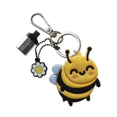 WONDEE Mr Wonderful 2-in-1 Keyring + USB and USB C Stick Funny 32 GB Bee Figure with USBC Adapter - Cute and Kawai USB Stick Animal, Gifts for Girls and Women