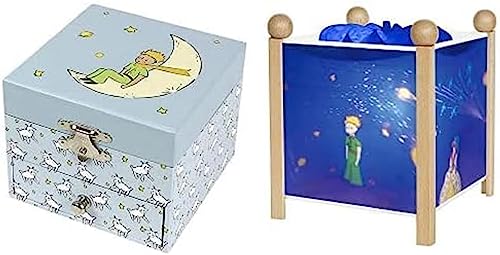 Boîte à trésors Petit Prince Trousselier bleue et veilleuse bois pour le rituel du coucher