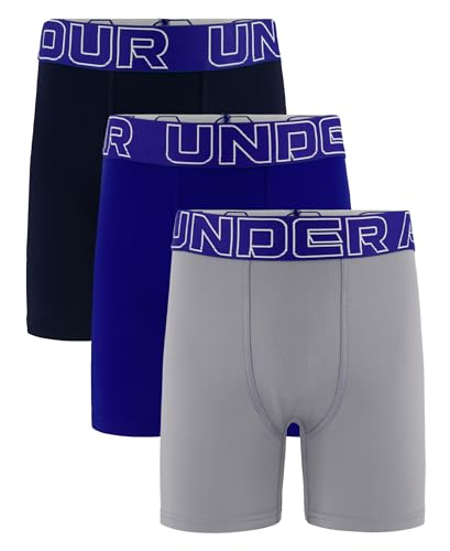 Under Armour Boys' 3-pack Performance Tech Mesh Boxer Brief, Tech Mesh Midnight Navy, Large