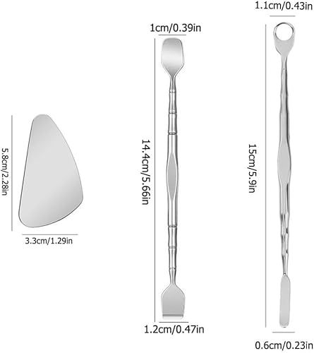 Miniatura 2 de Paquete de 3 herramientas de preparación de poros, herramientas para eliminar puntos negros, raspador facial de acero inoxidable, espátula para