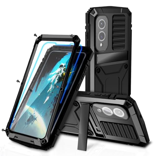FunnyWin Metal Heavy Duty Case for Samsung Galaxy S25 Edge Aluminum Military Grade Rugged Case with Metallic Stand Screen Protector Screws Dustproof Shockproof Full Cover for Man (Black) by FunnyWin - Used condition - US$17.44