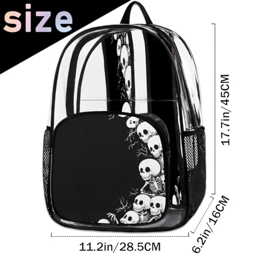 Gothic Scary Skull Clear Backpack, Stadium Backpack for Women Men Adult Concert Festival Work Daily Travel2