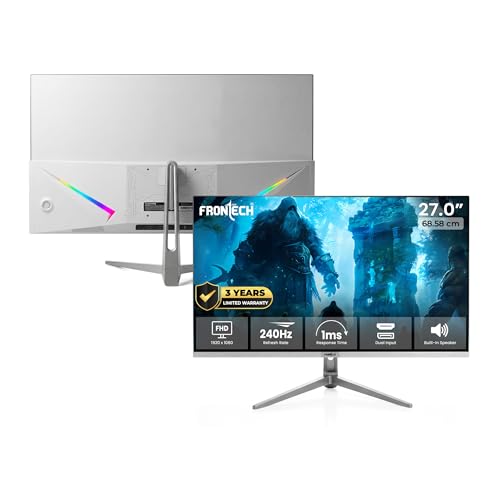 Image of FRONTECH 27 inch Gaming LED Monitor | Full HD (1920 x 1080) | 1ms | 240Hz | Panel RGB Light | Built-in Speakers | 99% sRGB | VESA Mount, HDMI & DP Ports (MON-0052A)