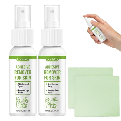Pflasterentferner Spray 20ml 2er Set Pflasterlöser & Klebereste Entferner für sanfte Haut Wirksam & hautfreundlich Inklusive fusselfreier Reinigungstücher und Handtücher