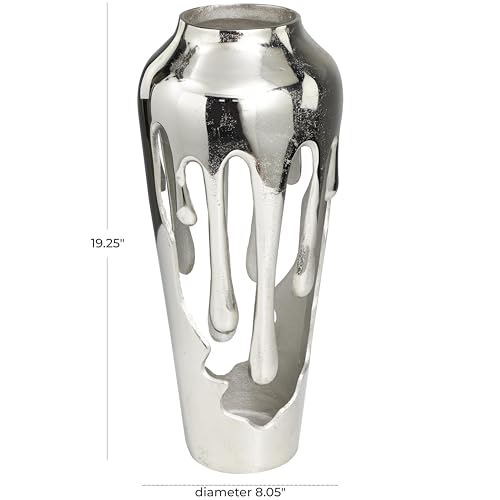 Image of Deco 79 Aluminum Metal Abstract Vase, Vase 8 inch x 8 inch x 19 inch, Silver