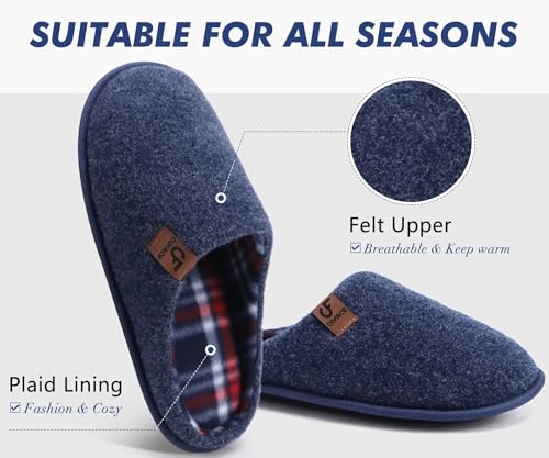 Image of COFACE Unisex Mens Womens Cozy Memory Foam Scuff Slippers Casual Slip On Warm House Shoes Indoor /Outdoor Felt Sandal Slippers Size 4-15