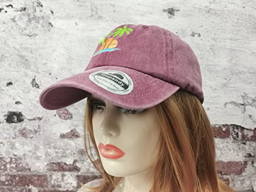 Hepandy Palm Tree Embroidered Burgundy Baseball Caps For Men Women, Outdoor Embroidery Summer Beach Trucker Hat Dad Hats #TOP5