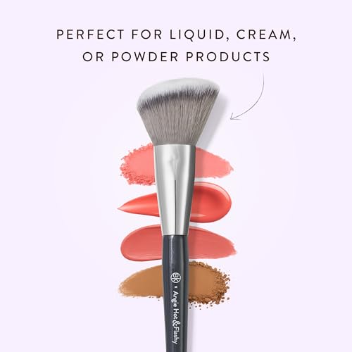 BK BEAUTY - ANGIE HOT & FLASHY A507 ANGLED BLUSH BRUSH – For Blush, Bronzer & Contour, Fluffy Angled Brush for Seamless, Streak-Free Finish 5-Piece