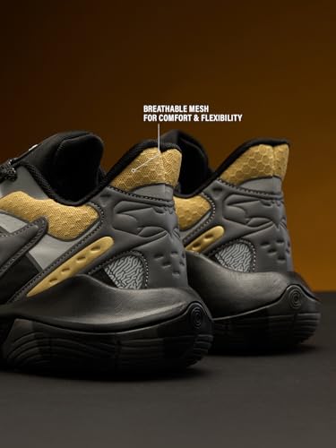 Image of The Souled Store Hoops: Black Panther Men and Boys Low Top Sneakers Black and Purple and Gold Streetwear Trainer Anti Tear Fabric and Breathable Woven Mesh High Grip Rubber Outsole