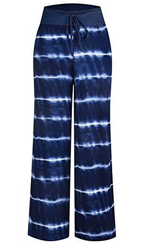 Image of Elsofer Women's Comfy Lounge Pants Soft Floral Pajama Pants Loose Drawstring Wide Leg Palazzo Pants for Sleep, Casual Wear