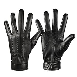 Winter Leather Gloves for Men,Touchscreen Snow Driving Gloves with Cashmere Lining for Motorcycle Driving Riding…
