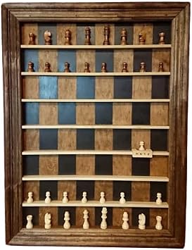 Vertical Chess Board - Wall Mounted Handmade Wooden Functional Chess Set