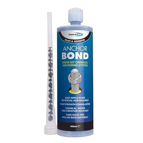 Bond It Anchor Bond Rapid Set Construction Adhesive Chemical Studding Polyester Resin Mortar Anchoring System Bolts Stud Wall Ties Starter Bars Screws Brick Concrete Plastic Metal Stone - Grey (400ml)