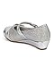 Mix Media Glitter Flower Wedge Pump (Toddler/Little Girl/Big Girl) DC35 - Silver