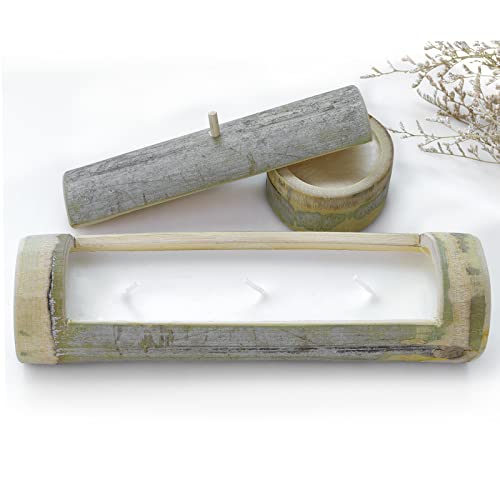 Pure Natural Bamboo Jar Candles, Handmade Natural Wind Scented Candles, Farmhouse Bamboo Candle Decoration (Three Wick, Bamboo) #TOP5