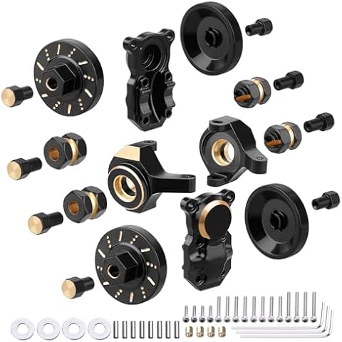 HobbyPark Front Steering Knuckles Wheel Weights Diff Cover Front Rear Extended 7mm Wheel Hex Hubs Adapters for Axial SCX24 Upgrades Set 1/24 RC Crawler Car Cover