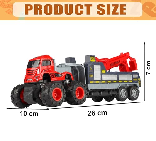 Image of FunBlast Towing Trucks Toy - Diecast Rescue Trailer Toy for Children, 1:43 Scaled Model Pull Back Tow Truck Toys for 3+ Year Old Kids, Boys, Metal Truck for Kids (1 Pc;Random Color)