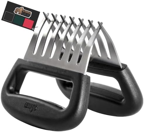 Gorilla Grip Oversized Stainless Steel Meat Shredder Claws, Shred Chicken, Pulled Pork, and Meats in Seconds, 7 Claw Design Powerful Food Shredding Fork, Kitchen Smoker Tool for BBQ Grilling, Black