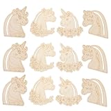 JOINPAYA 12stücke Holz-einhorn-ausschnitte Zum Selbermachen Holz-einhorn-bastelarbeiten Unfertige Ausschnitte Für Party-dekoration Diy-holzanhänger Holzgraffiti-material