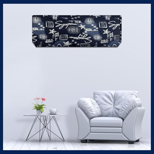 Image of Digital Print Split AC Cover Set for 1.5 Ton Indoor & Outdoor Units - Dustproof & Water Resistant Protection (Signature Blue)